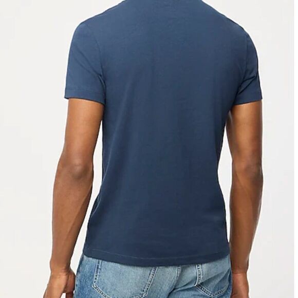 J. Crew Factory 53623 Cotton-blend washed jersey pocket tee Navy NWT - Picture 4 of 9